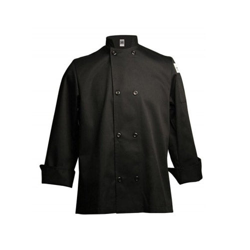 Chef Revival J061BK-M Basic Black Long Sleeve Double-Breasted Chef Coat - Medium