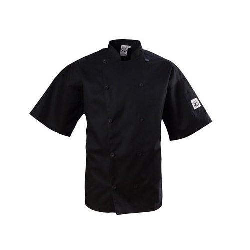 Chef Revival J109BK-M Basic Black Short Sleeve Double-Breasted Chef Coat - Medium
