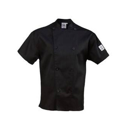 Chef Revival J205BK-S Performance Black Short Sleeve Double-Breasted Chef Coat - Small