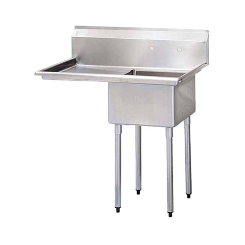 EFI SI824-1L 24 x 24" x 14" Corner Drain One Compartment Sink With Left Drain Board