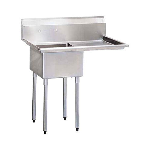EFI SI824-1R 24 x 24" x 14" Corner Drain One Compartment Sink With Right Drain Board