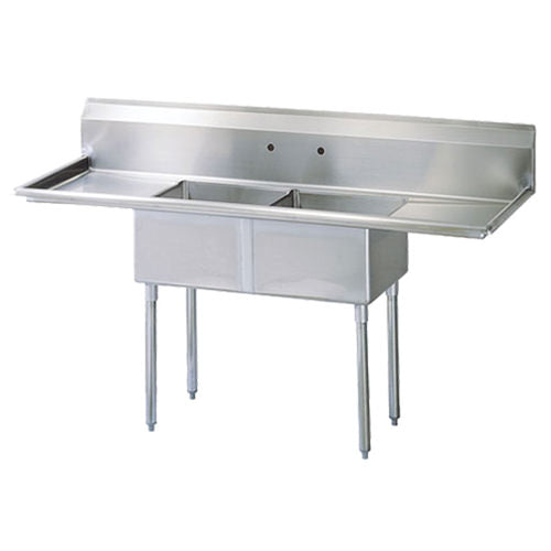 EFI SI824-2B 24 x 24" x 14" Corner Drain Two Compartment Sink With Two Drain Boards