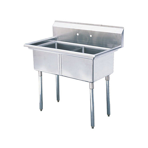 EFI SI824-2N 24 x 24" x 14" Corner Drain Two Compartment Sink With No Drain Board