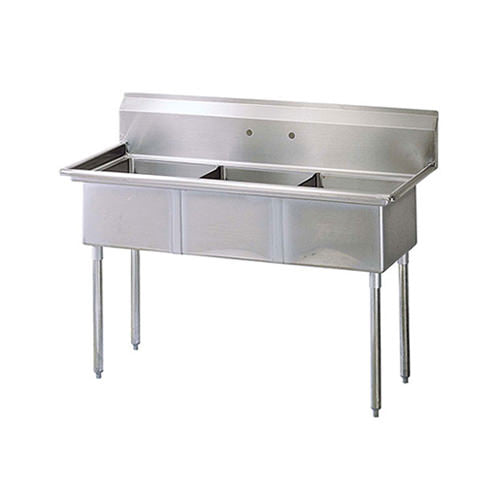 EFI SI824-3N 24 x 24" x 14" Corner Drain Three Compartment Sink With No Drain Board