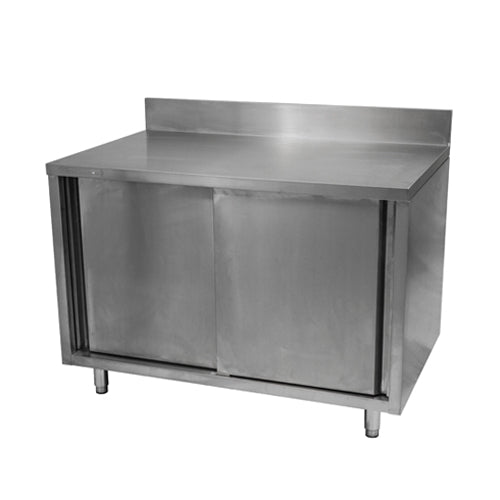 EFI TECB3072 30″ x 72″ 18 Gauge Stainless Steel Work Table With Cabinet Base With 4″ Back Splash