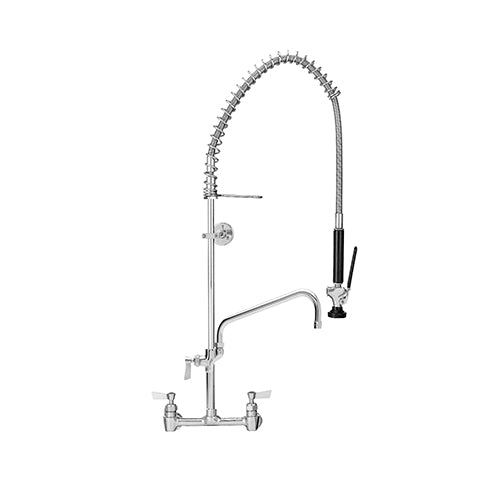Fisher 48920 Brass Wall Mount Pre-Rinse Assembly With 8 Centers and 14" Add-On Faucet - EZ Install