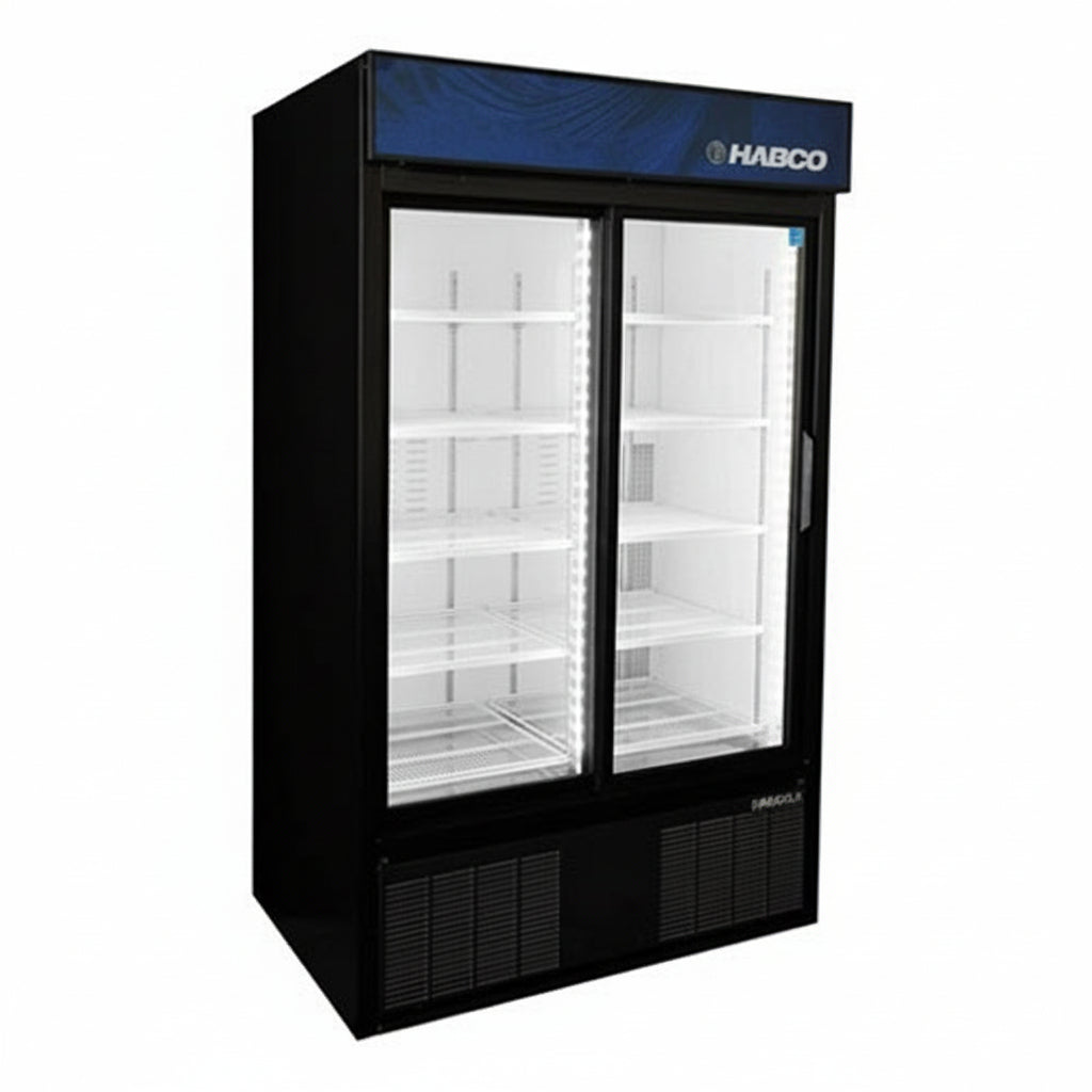 Habco ESM42HC 47 Wide 78" High 2 Sliding Door Glass Refrigerator Merchandiser