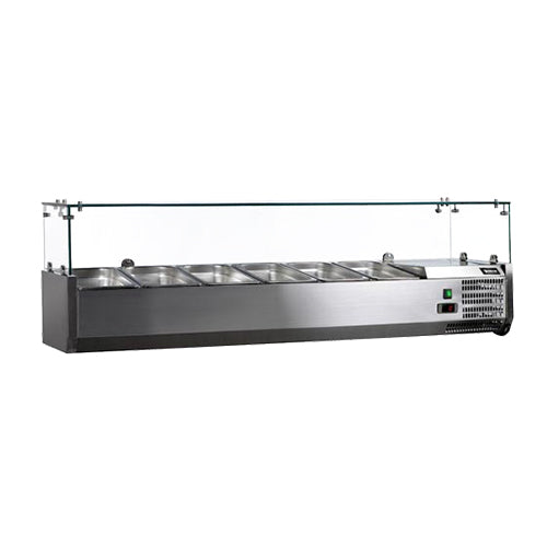 Omcan RS-CN-0006-P 59 Refrigerated Countertop Condiment Station with Glass Guard