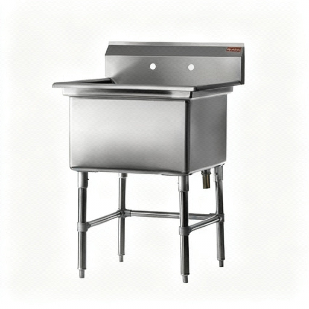 Rosko RO-SS-2424 24 x 24" x 14" Corner Drain One Compartment Sink With No Drain Board