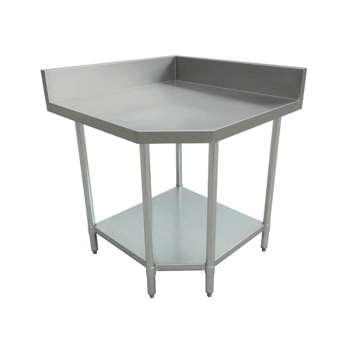 Thorinox TCWT-3030-BKSS 30″ x 30″ 18 Gauge Stainless Steel Corner Work Table With 5″ Back Splash