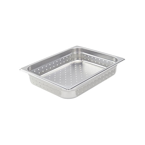 Winco SPJH-202PF Half Size Stainless Steel Perforated Steam Pan - 2 1/2 Deep