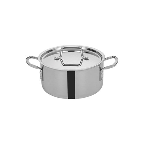 Winco TGSP-12 12 Qt Tri-Ply Stainless Steel Stock Pot with Cover
