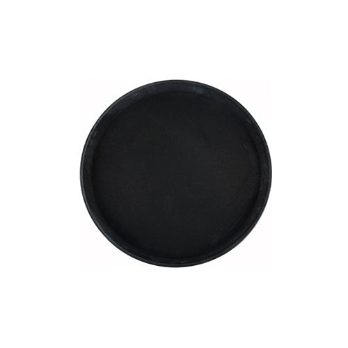 Winco TRH-11K 11 Easy Hold Round Black Rubber Lined Plastic Tray