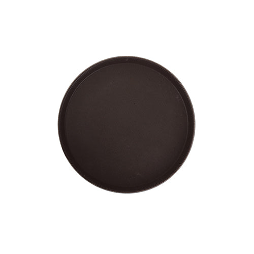 Winco TRH-16 16 Easy Hold Round Brown Rubber Lined Plastic Tray