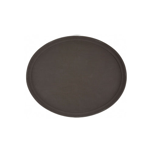 Winco TRH-2722 22 x 27" Easy Hold Oval Brown Rubber Lined Plastic Tray
