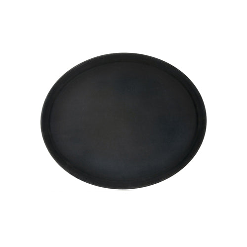 Winco TRH-2722K 22 x 27" Easy Hold Oval Black Rubber Lined Plastic Tray
