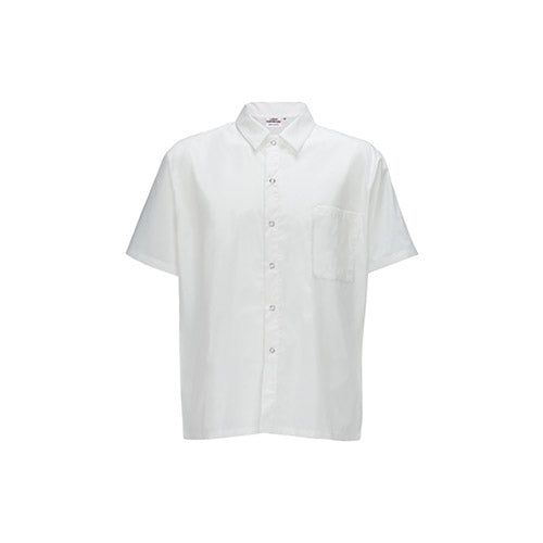 Winco UNF-1W White Poly-Cotton Blend Short Sleeved Chef Shirt